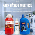 Pack Básico Multiuso  Mr Brillo Limpiatodo Manzana Canela Galon + Cera en Crema 500 ml + Detergente Líquido 4L