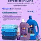 Suavizante para ropa lavanda 4L + Detergente Liquido Matic 4L + Perfumador para ropa lavanda 250 ml